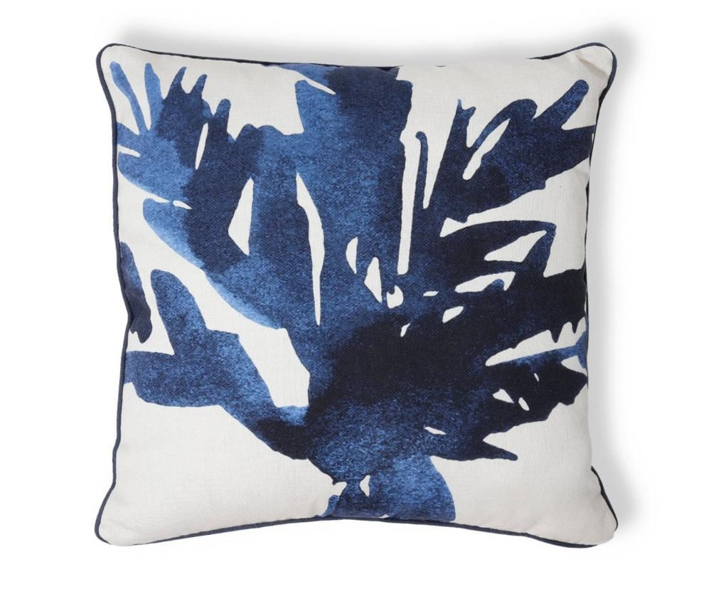 Capa de Almofada Estampada com com Cordonê Dubai Azul Marinho Azul