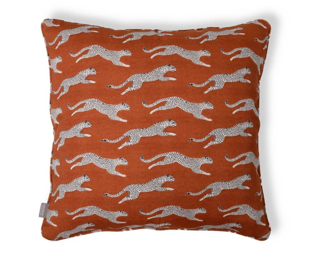 Capa de Almofada Estampada com Cordonê Safari Terracota Laranja