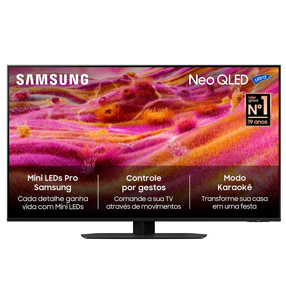Smart TV Samsung Neo QLED Ultra 4K 43” Polegadas Mini Led com Tela Matte, Controle por Gestos e Wi-Fi - QN43QN90FAGXZD