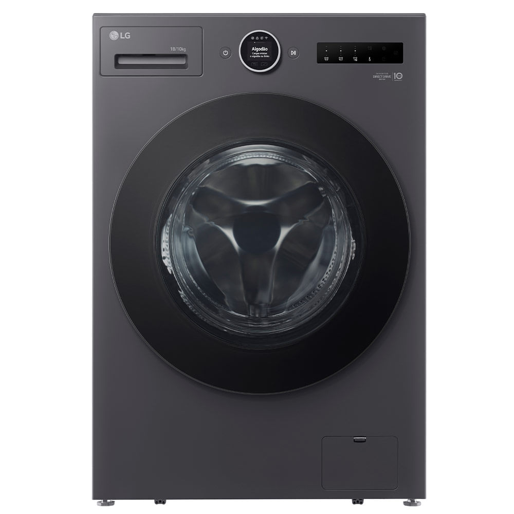 Lava e Seca Smart LG 18kg Black Inox com AI DD™ 2.0 - WD18GNTS6B