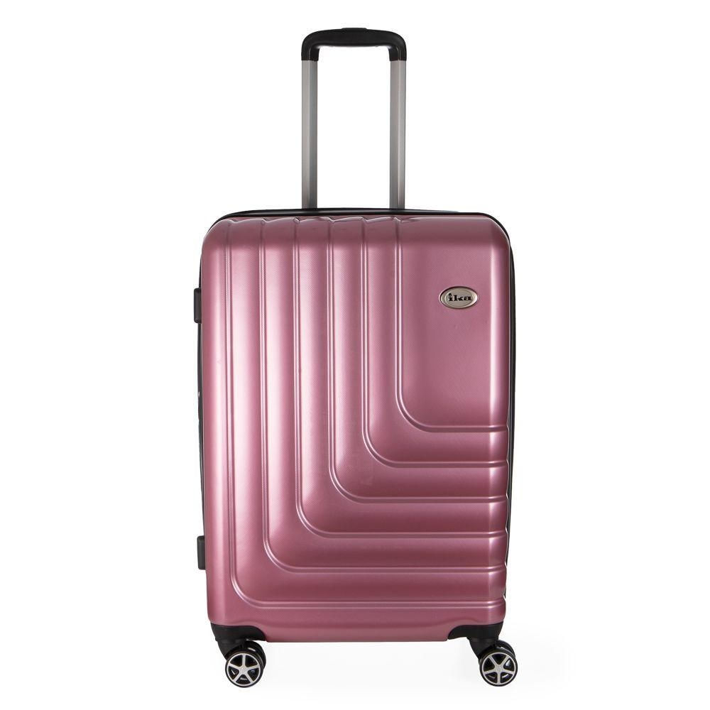 Mala De Viagem Média Abs Expansível Ika Flex Cadeado Tsa Embutido Rodas Duplas 360 Rosê M