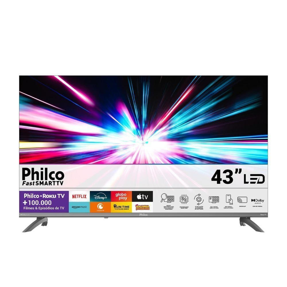 TV 43 Polegadas Smart Roku Full HD P43CRA Philco cinza Bivolt