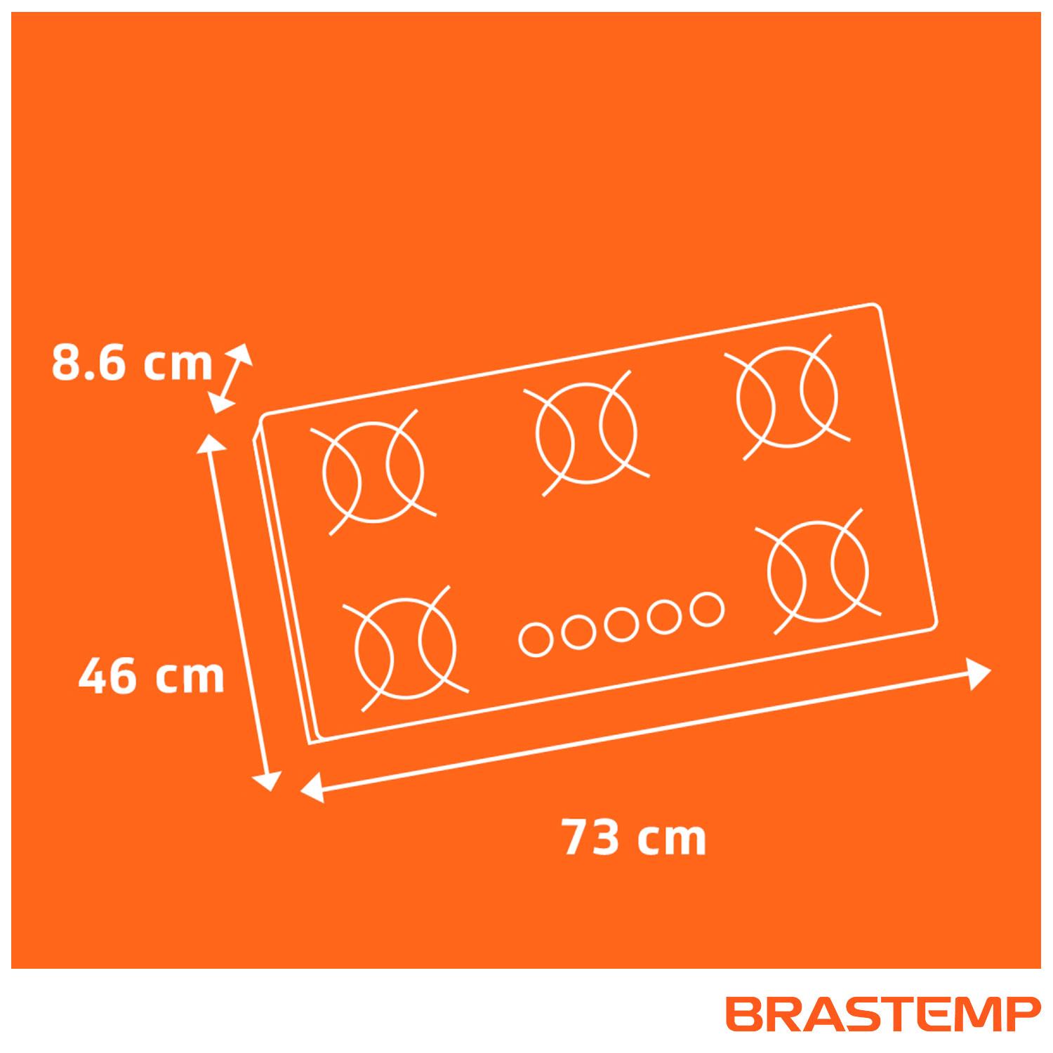 Cooktop Brastemp 5 Bocas com Vidro Temperado Preto e Acendimento Super Automático Encaixe Perfeito Na Mesa BDD75AE