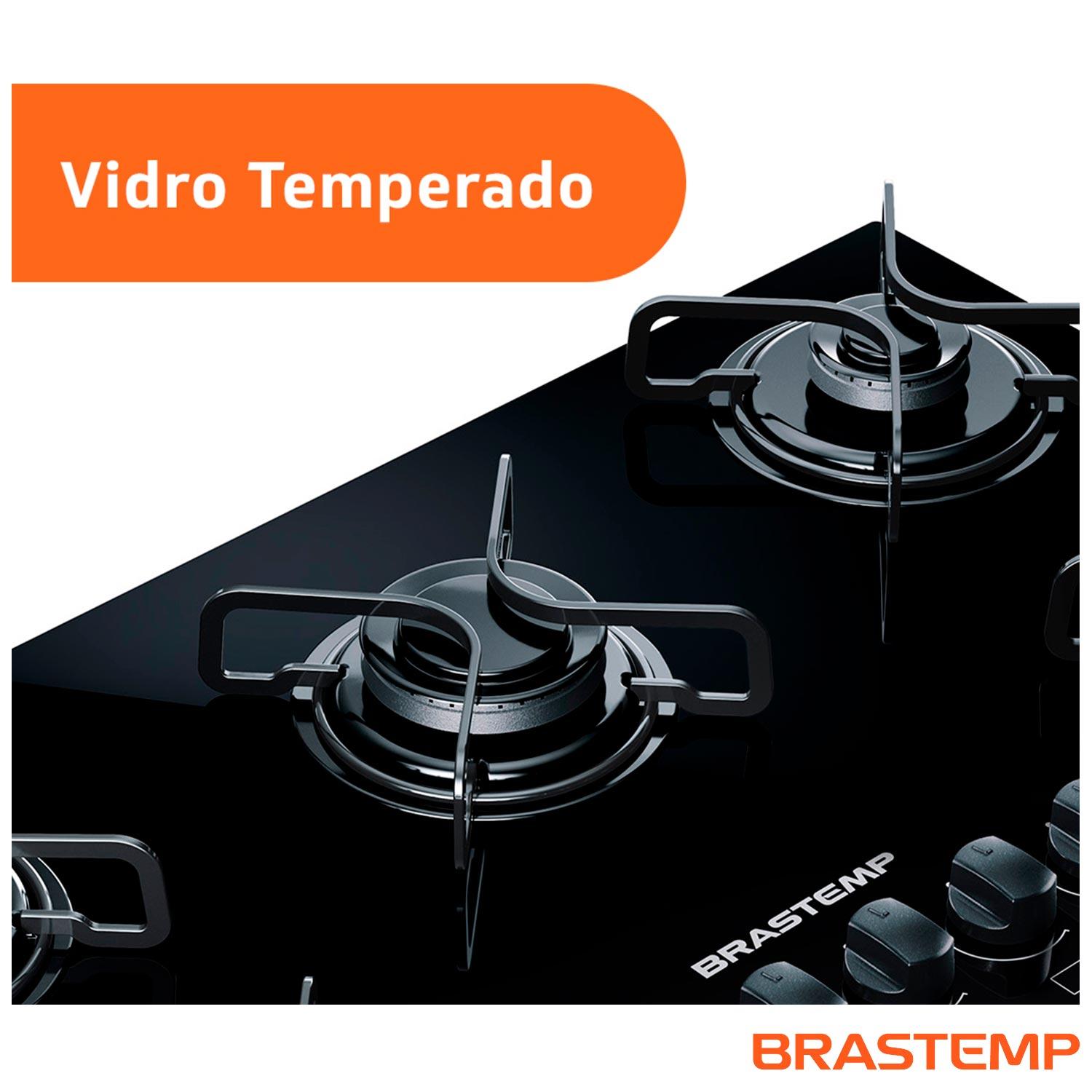 Cooktop Brastemp 5 Bocas com Vidro Temperado Preto e Acendimento Super Automático Encaixe Perfeito Na Mesa BDD75AE