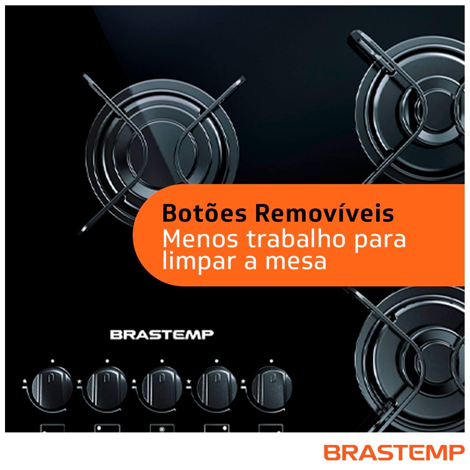 Cooktop Brastemp 5 Bocas com Vidro Temperado Preto e Acendimento Super Automático Encaixe Perfeito Na Mesa BDD75AE