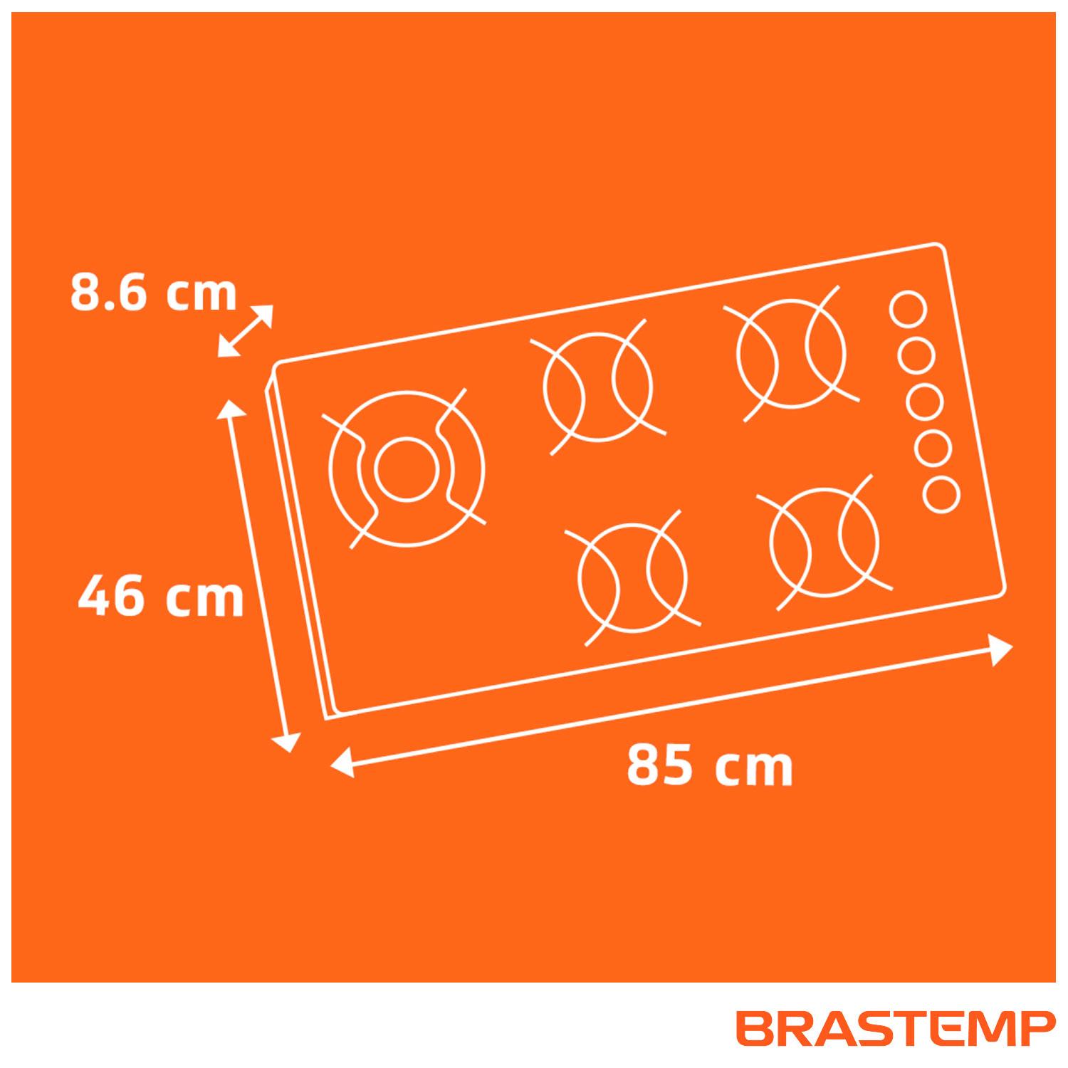 Cooktop Brastemp 5 Bocas com Quadrichama e Acendimento Super Automático Design Inteligente BDD85AE
