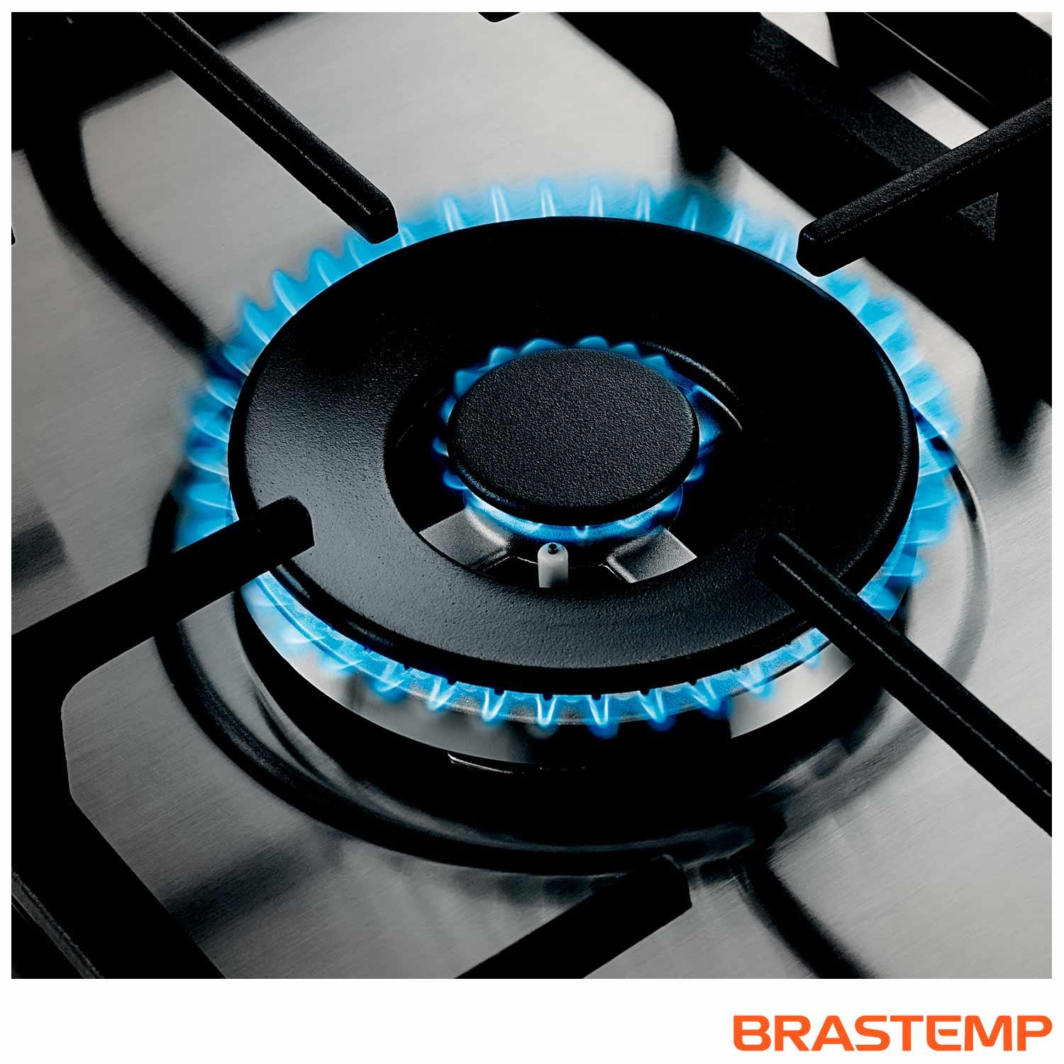 Cooktop 5 Bocas Brastemp Gourmand Inox com Duplachama e Trempe com Ferro Fundido BDK90DR