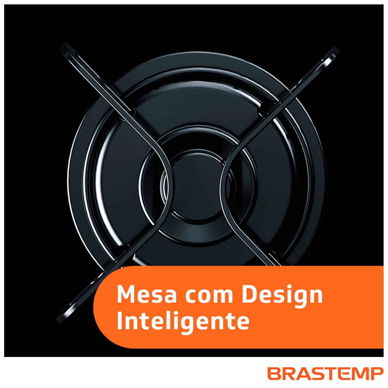 Cooktop Brastemp 5 Bocas Preto de Vidro Temperado com Timer Touch BDT85AE