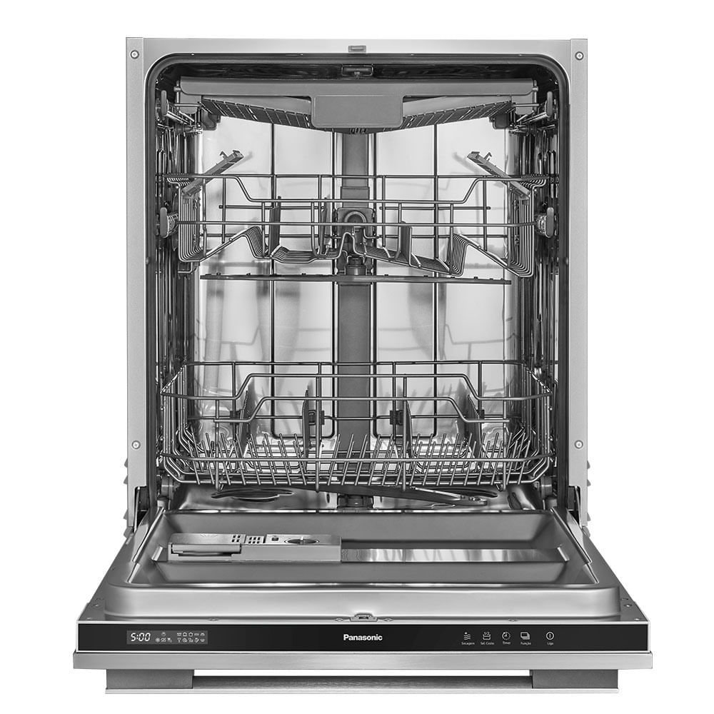 Lava-Louças de Embutir Panasonic Inox com 15 Serviços, 08 Programas de Lavagem e Painel Easy Touch - NP-6M2FTKBRP