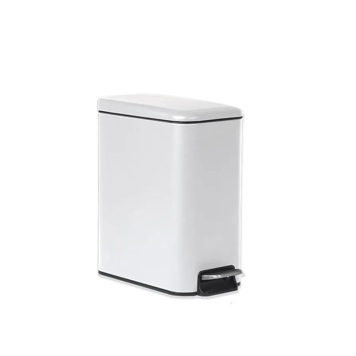 Lixeira com Pedal e Balde Brinox Matte 5 Litros Branco Branco