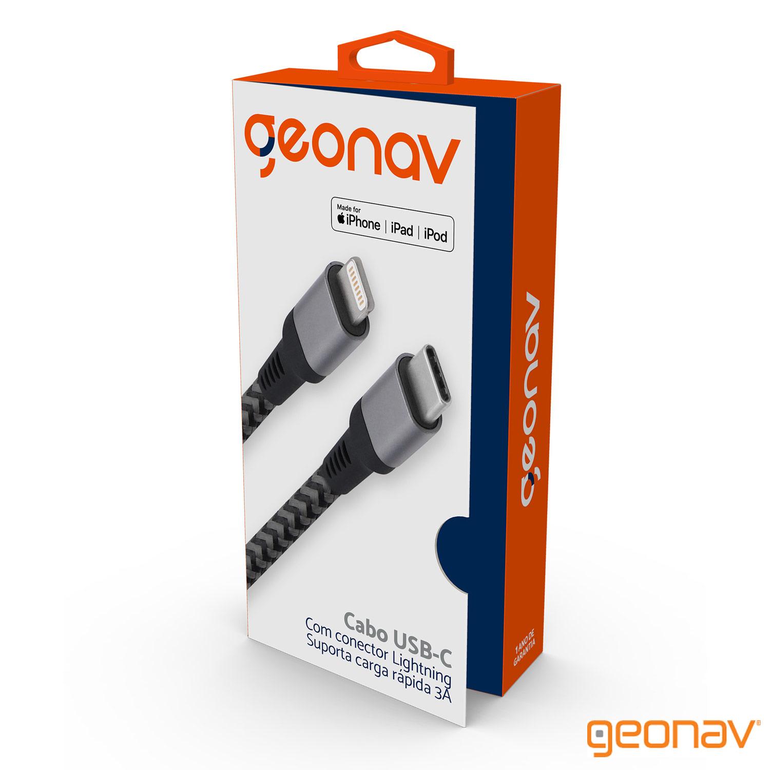 Cabo Lightning USB-C 1 com 1,5 Metros para iPod, iPhone e iPad - Geonav - LIUC01