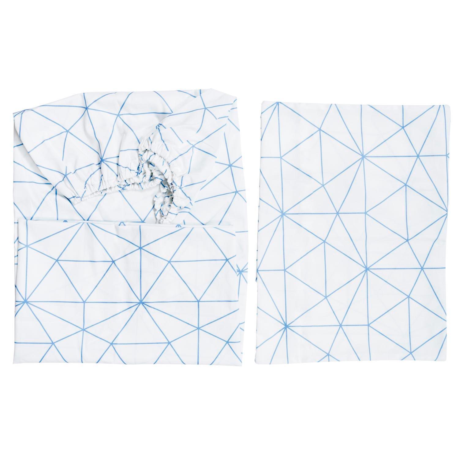 Jogo de Lençóis para Berço com 02 Peças Triangulo Azul - Tribeca Enxovais