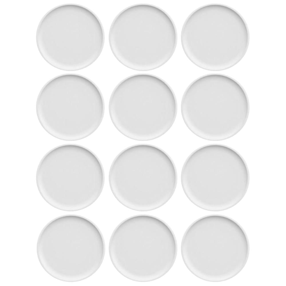 Conjunto 12 Pratos de Sobremesa Porcelana Branca Redondos 18,5cm Bold Germer Hotel Padaria