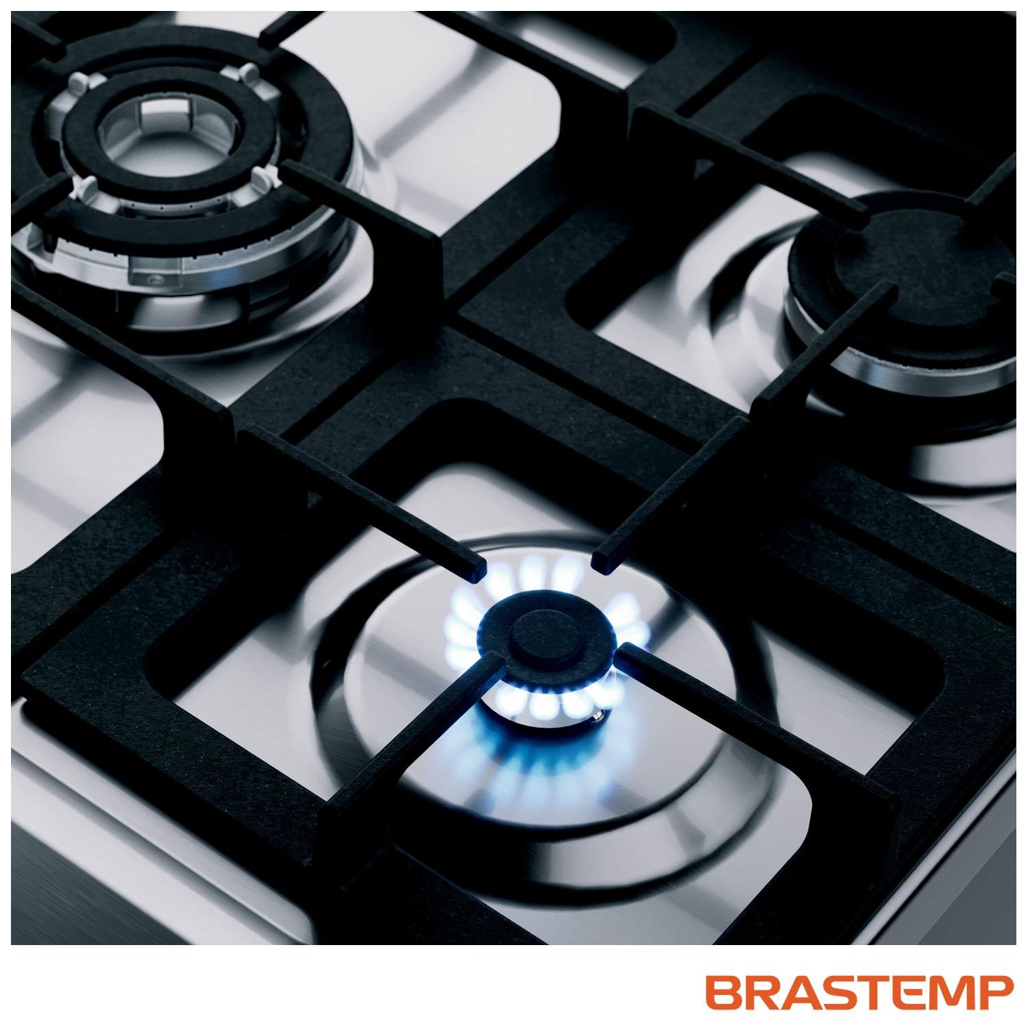 Fogão Brastemp 5 Bocas de Embutir Forno Elétrico com Conveccção e Meat Control Inox BYS5CCR