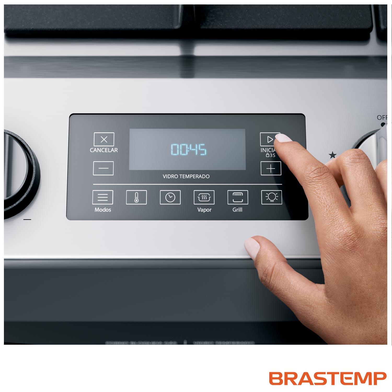 Fogão Brastemp 5 Bocas de Embutir Forno Elétrico com Conveccção e Meat Control Inox BYS5CCR