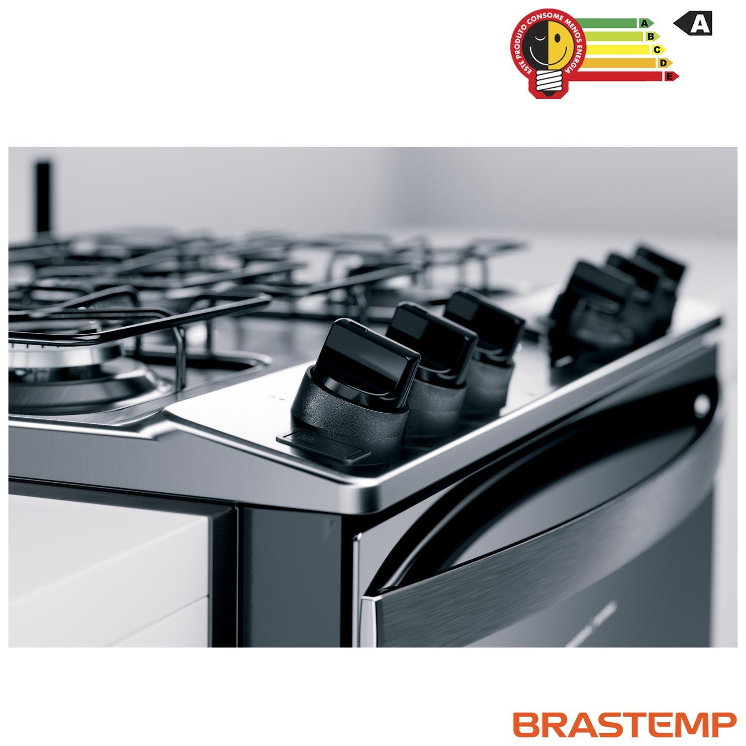 Fogão Brastemp 5 Bocas de Embutir Inox com Turbo Chama e Touch Timer BYS5PCR