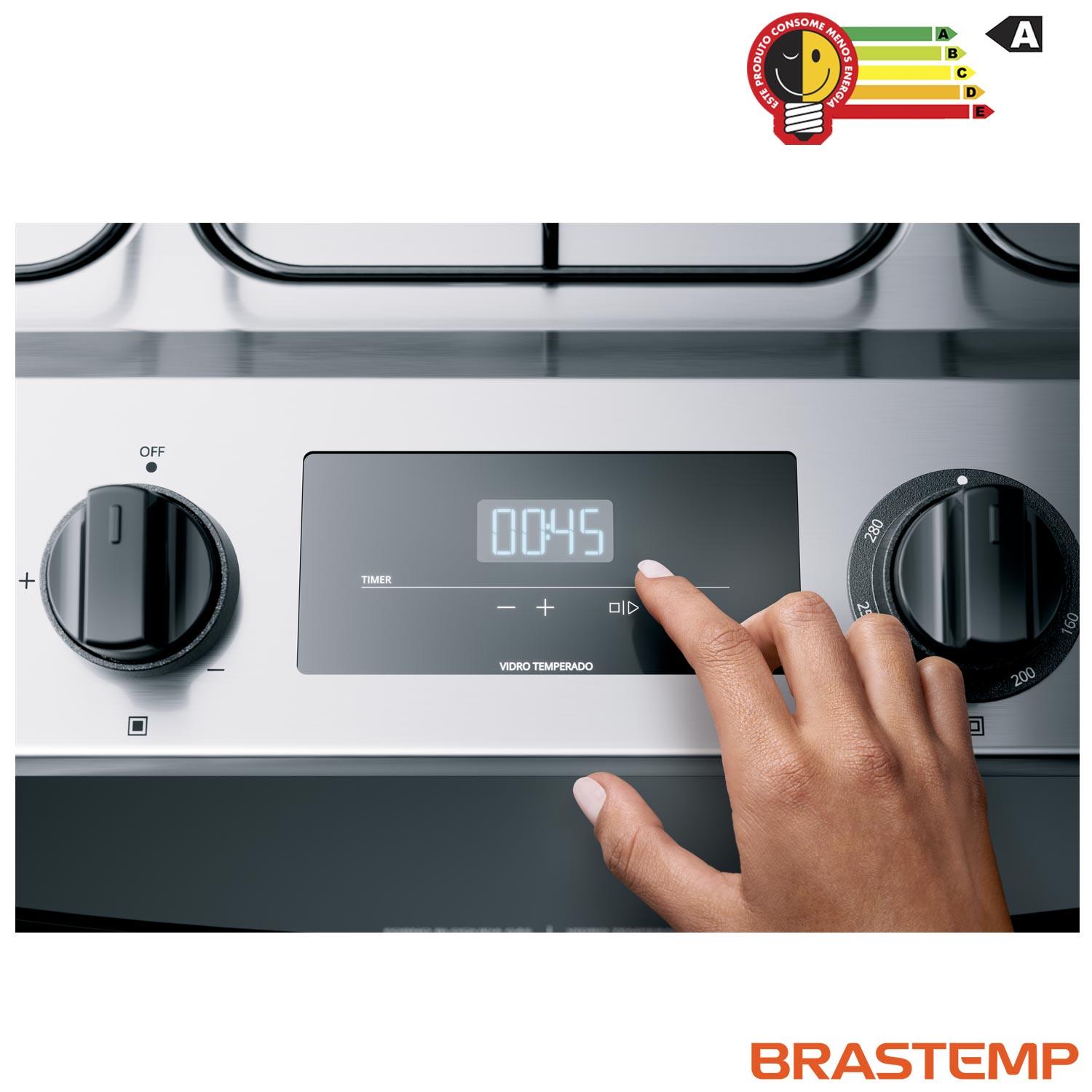 Fogão Brastemp 5 Bocas de Embutir Inox com Turbo Chama e Touch Timer BYS5PCR