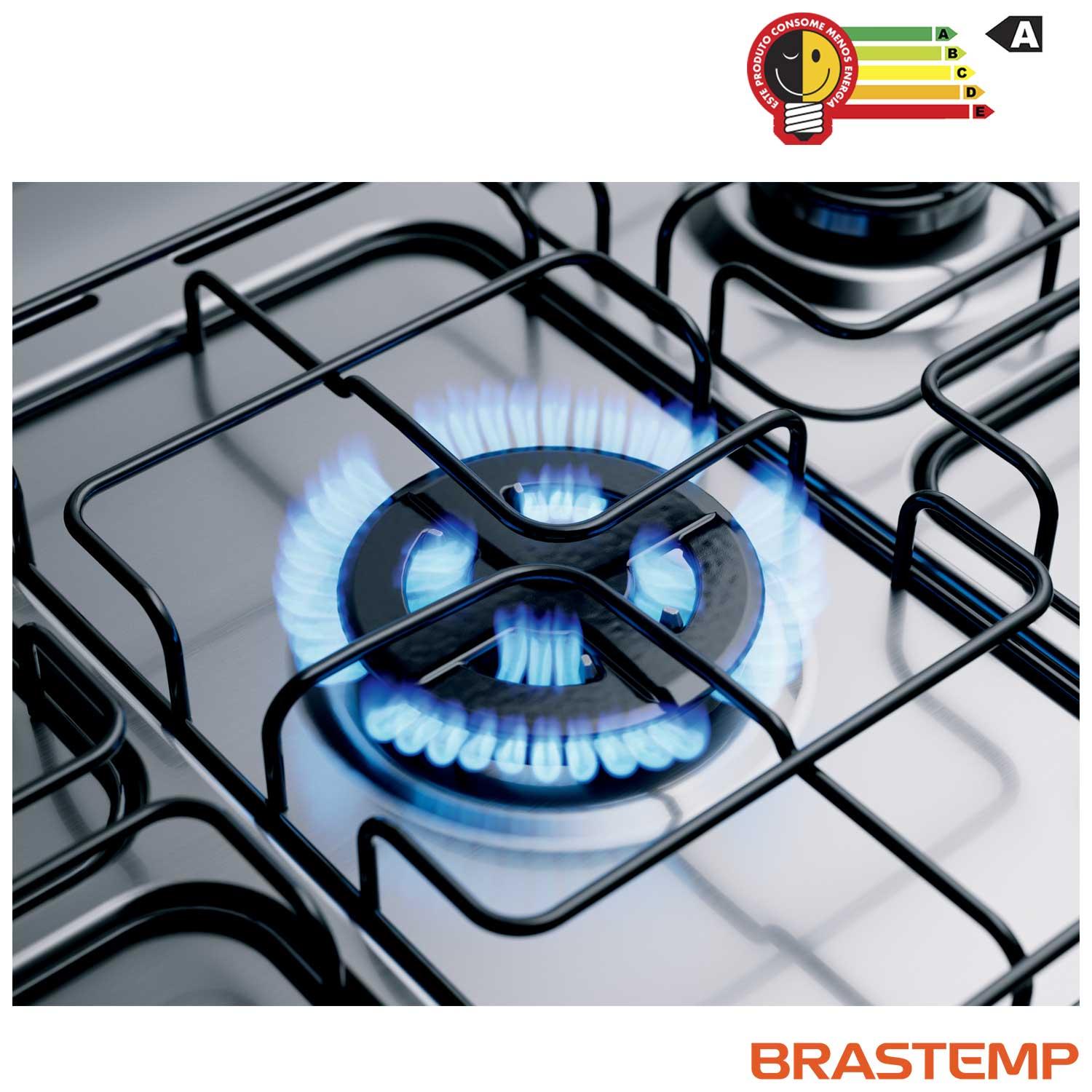 Fogão Brastemp 5 Bocas de Embutir Inox com Turbo Chama e Touch Timer BYS5PCR