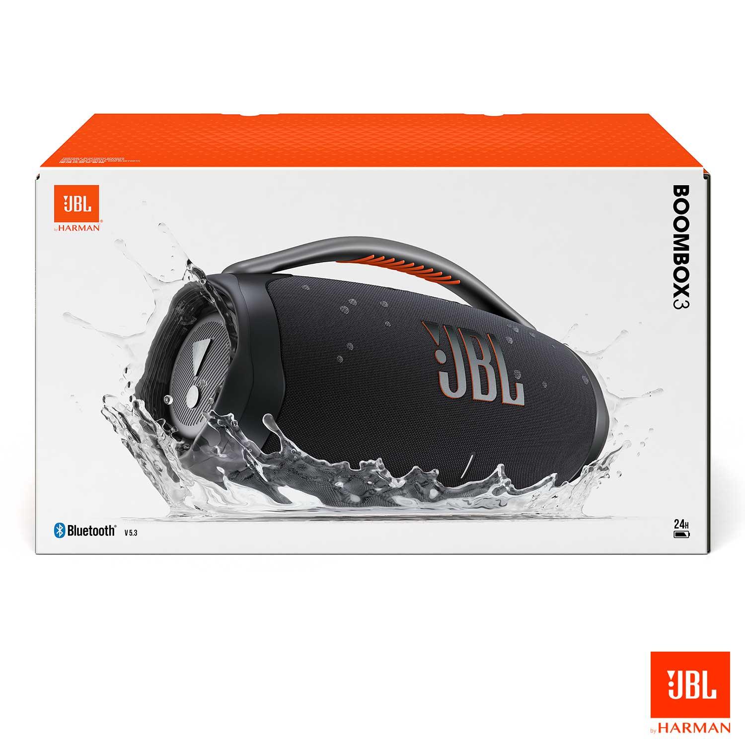 Caixa De Som Bluetooth JBL Boombox 3 Preta Até 24h de Reprodução IP67 À Prova d´água 130W