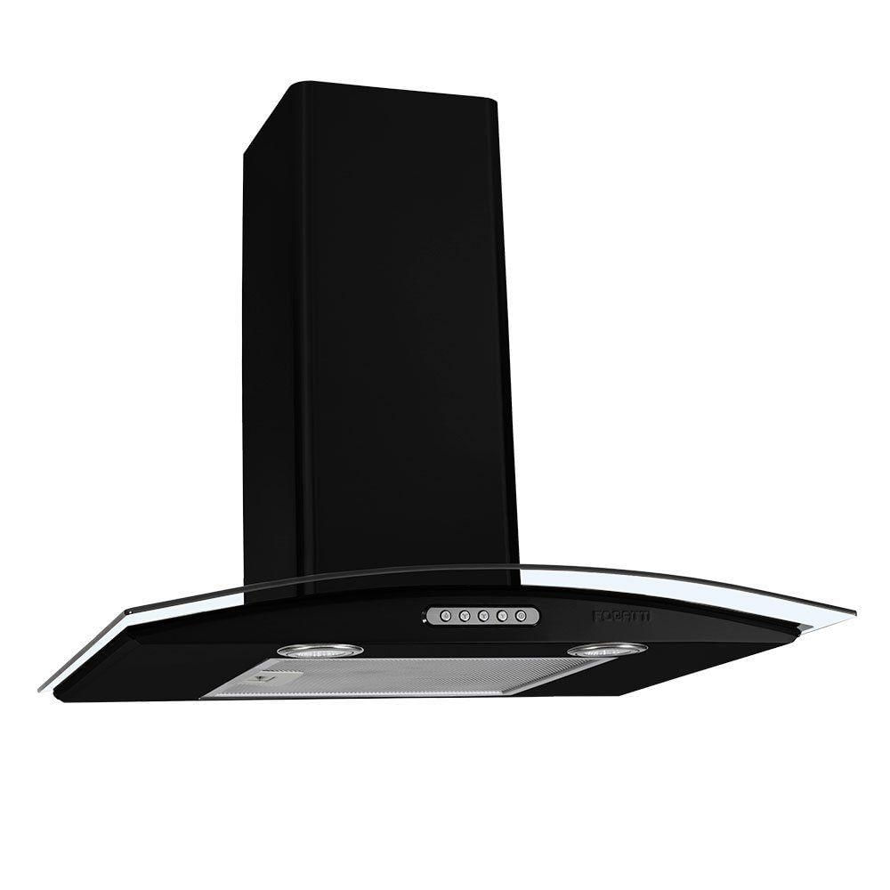 Coifa de Parede Fogatti Vidro Curvo Duto Slim Black 60cm com LED Preto 110V