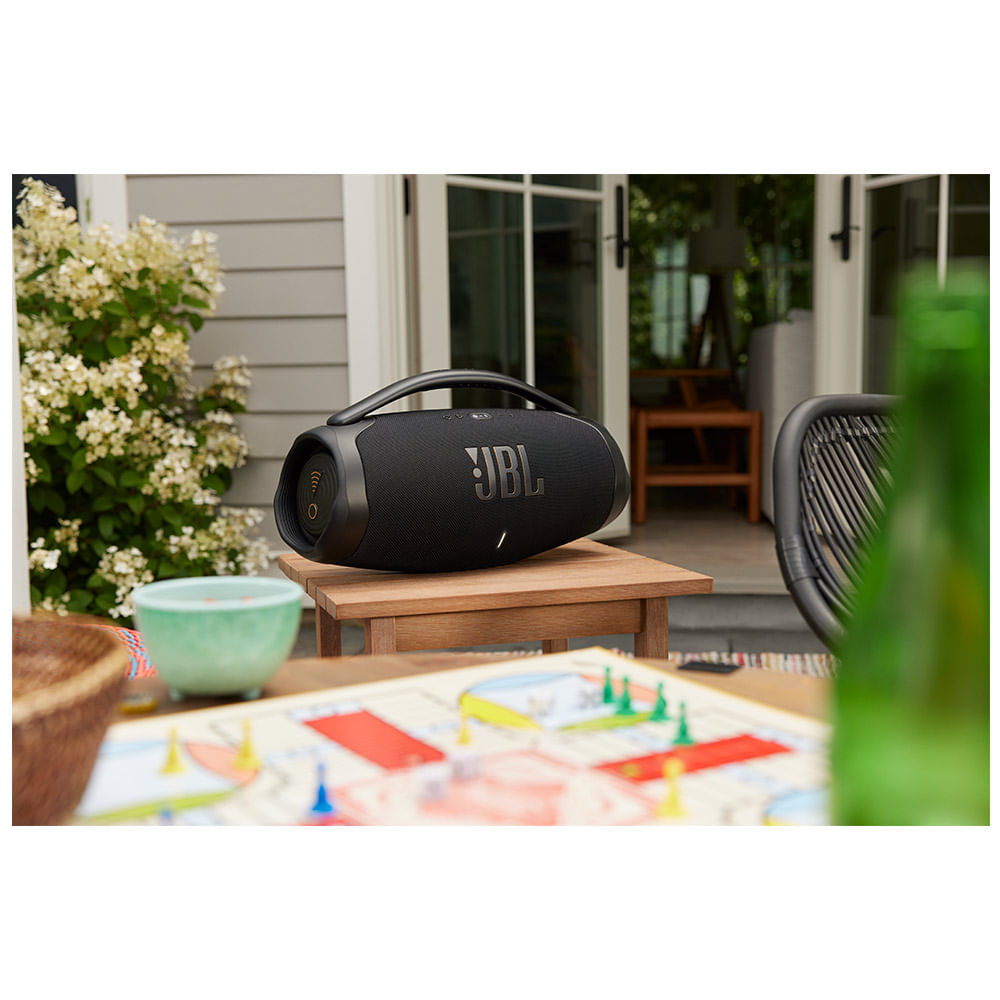 Caixa De Som Bluetooth JBL Boombox 3 Wifi Preta Até 24h de Reprodução À Prova d´água 136W