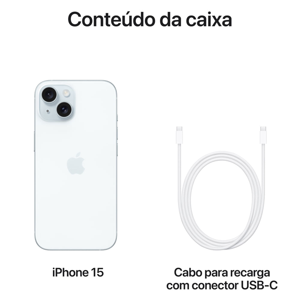 iPhone 15 Apple (128GB) Azul, Tela de 6,1", 5G e Câmera de 48 MP