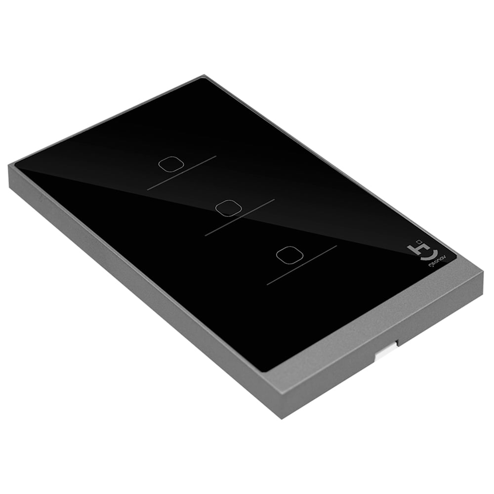 Interruptor Inteligente 3 Teclas Conexão Zigbee Compatível com Assistente de voz, IOS e Android Preto - Geonav