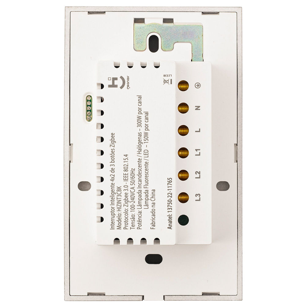 Interruptor Inteligente 3 Teclas Conexão Zigbee Compatível com Assistente de voz, IOS e Android Preto - Geonav