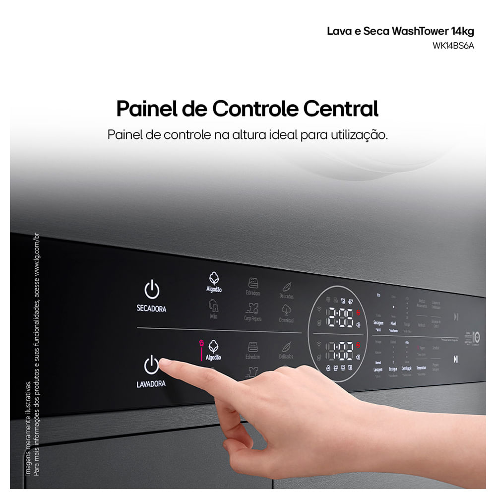 Lava e Seca Torre 14Kg LG Smart Black Inox - WK14BS6A