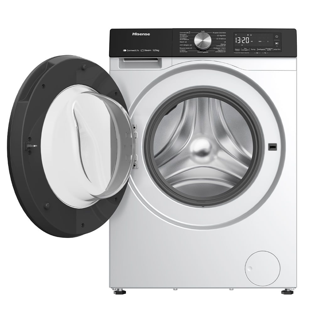 Lava e Seca 13Kg Hisense Branca com 13 Programas de Lavagem, Steam, Wi-Fi - WD3S13