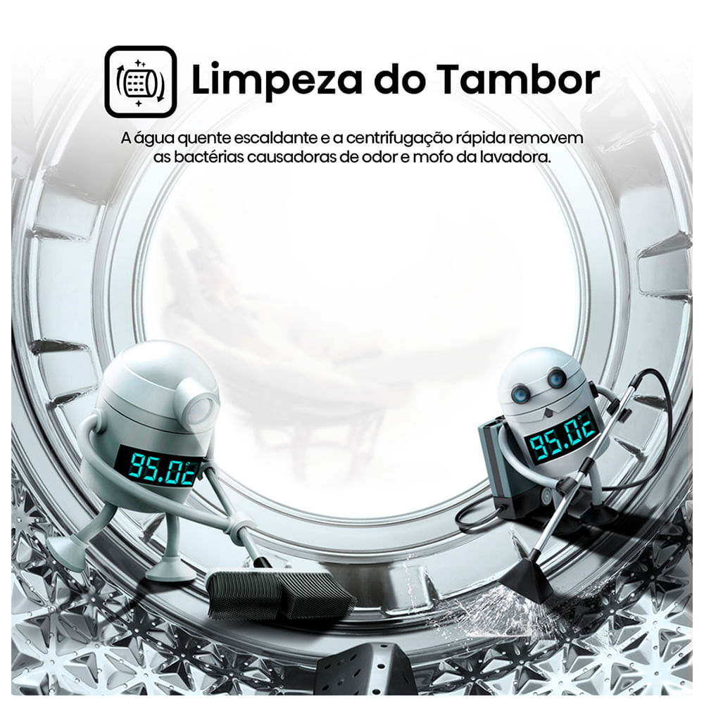 Lava e Seca 13Kg Hisense Branca com 13 Programas de Lavagem, Steam, Wi-Fi - WD3S13