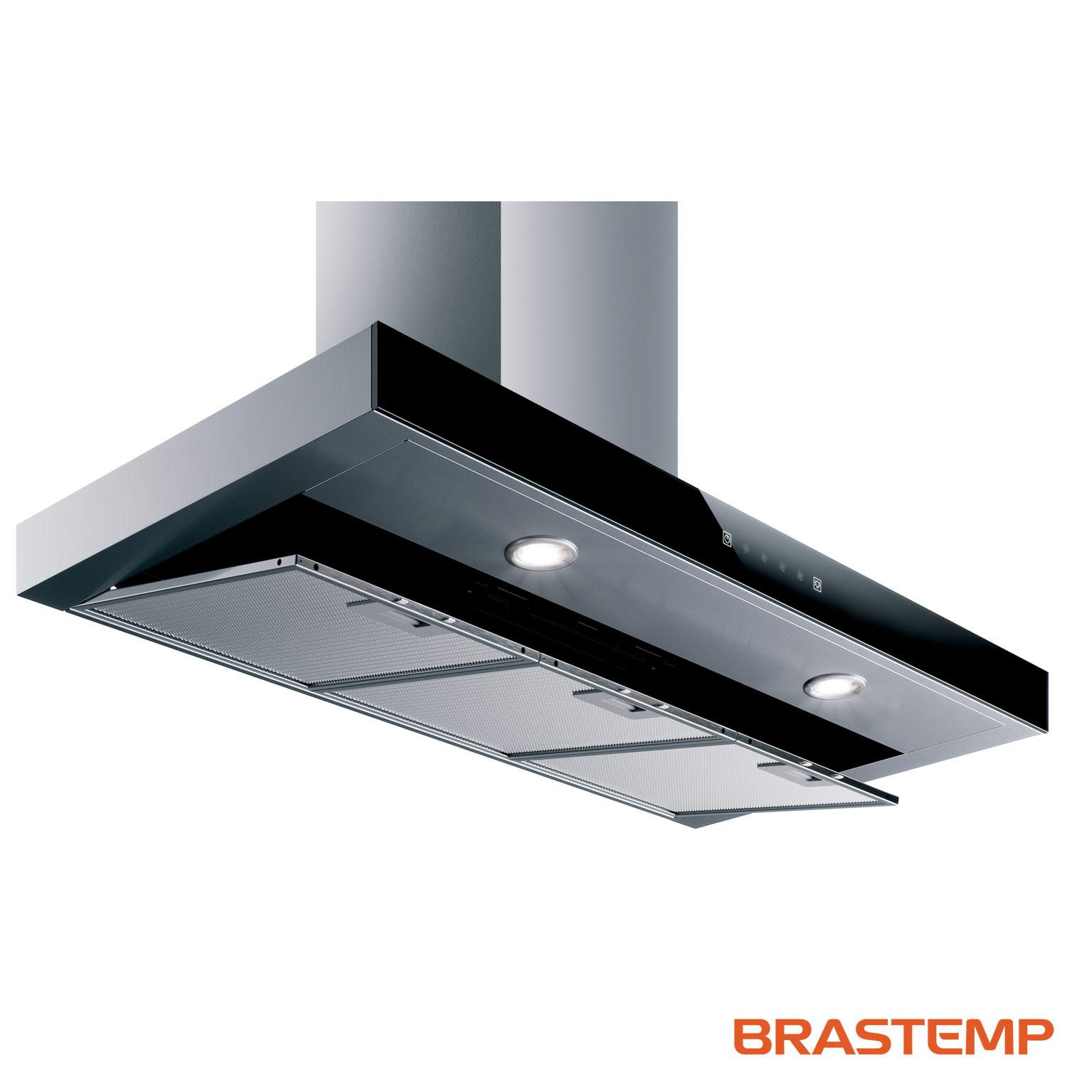 Coifa de Parede Brastemp 90 cm Tbox com 03 Velocidades + Turbo, Painel Touch, Timer, Inox - BAE90AR