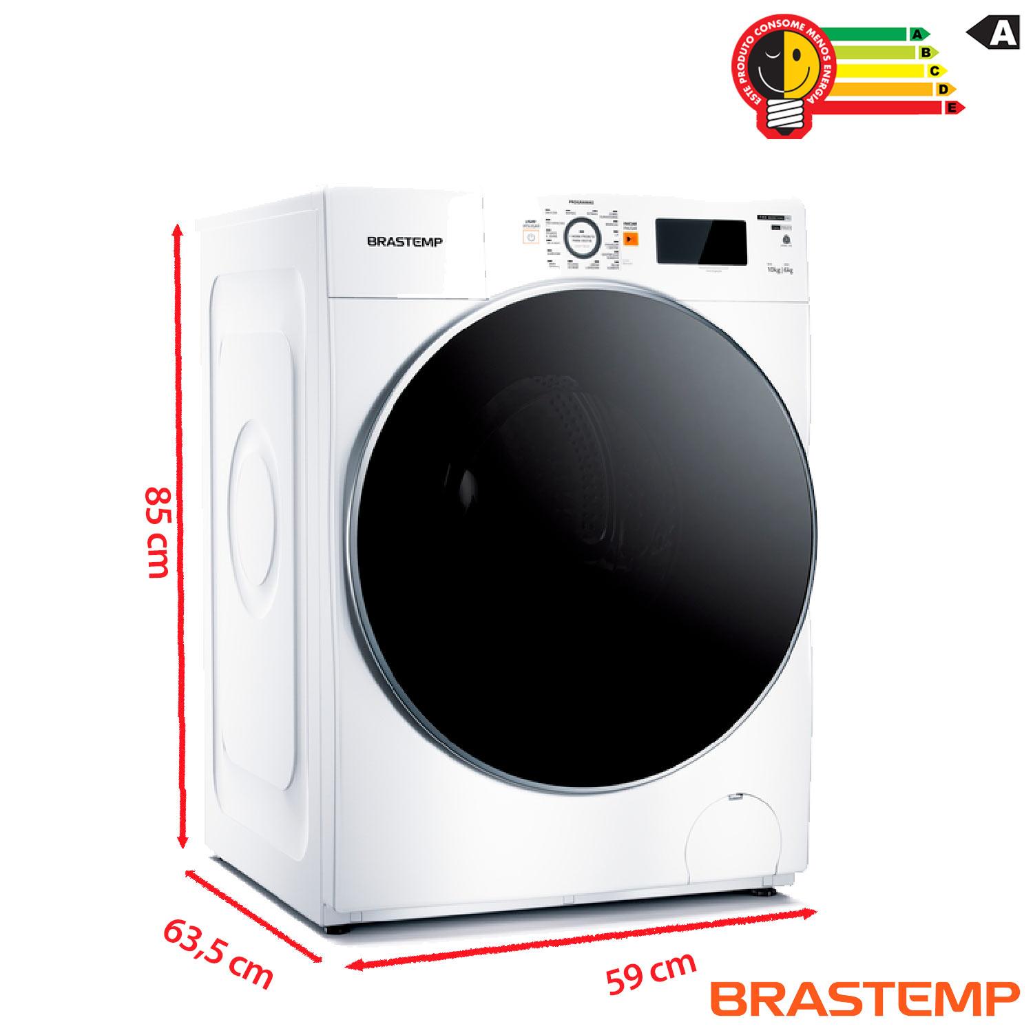 Lava e Seca Brastemp 10kg/6kg Branca Água Quente com Ciclo Tira Manchas Pro e Ciclo 1h Pronto para Vestir