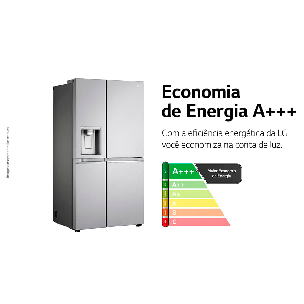 Refrigerador Side by Side LG de 02 Portas Frost Free com 611 Litros UVnano Aço Escovado - GC-L257SLP