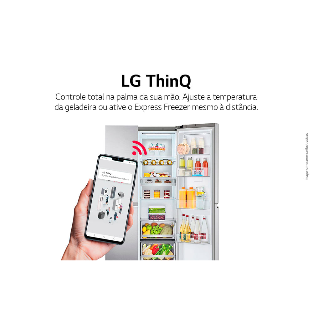 Refrigerador Side by Side LG de 02 Portas Frost Free com 611 Litros UVnano Aço Escovado - GC-L257SLP