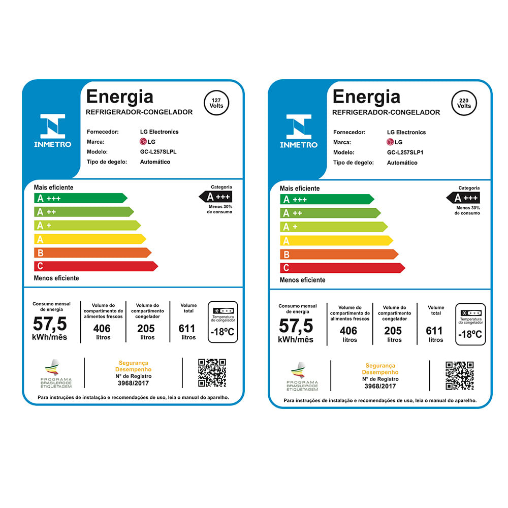 Refrigerador Side by Side LG de 02 Portas Frost Free com 611 Litros UVnano Aço Escovado - GC-L257SLP