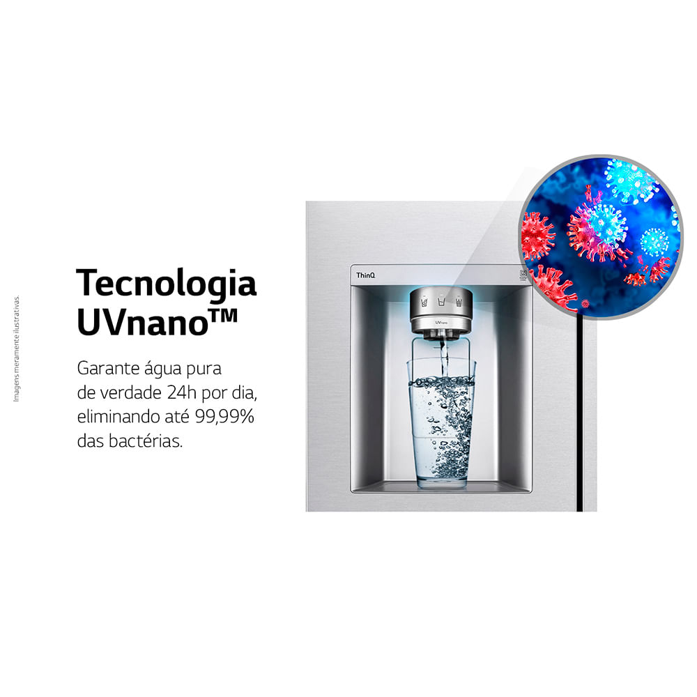 Refrigerador Side By Side LG de 03 Portas Frost Free com 598 Litros InstaView Aço Escovado - GC-X257CSH