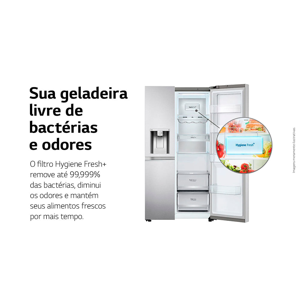 Refrigerador Side By Side LG de 03 Portas Frost Free com 598 Litros InstaView Aço Escovado - GC-X257CSH