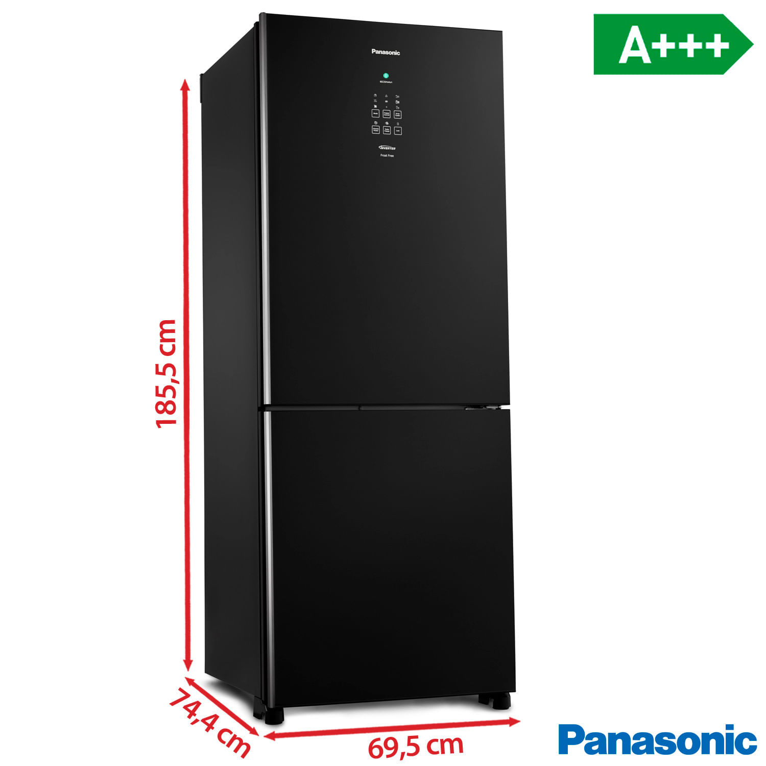 Refrigerador Bottom Freezer Inverter Panasonic de 02 Portas Frost Free com 425 Litros e Painel Easy Touch Preto - B