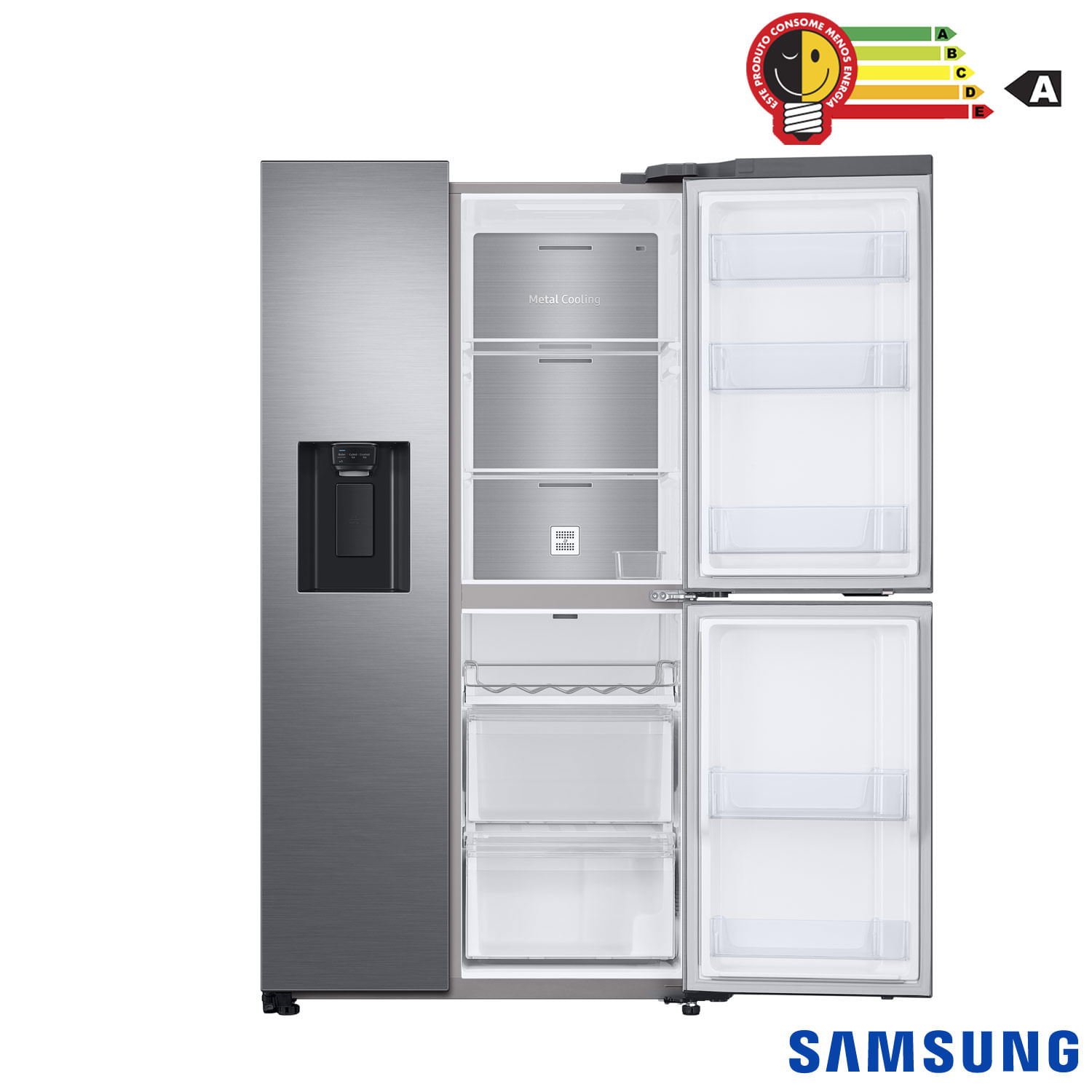 Refrigerador Side By Side Samsung Convert de 03 Portas Frost Free com 602 Litros Inox Look - RS65R