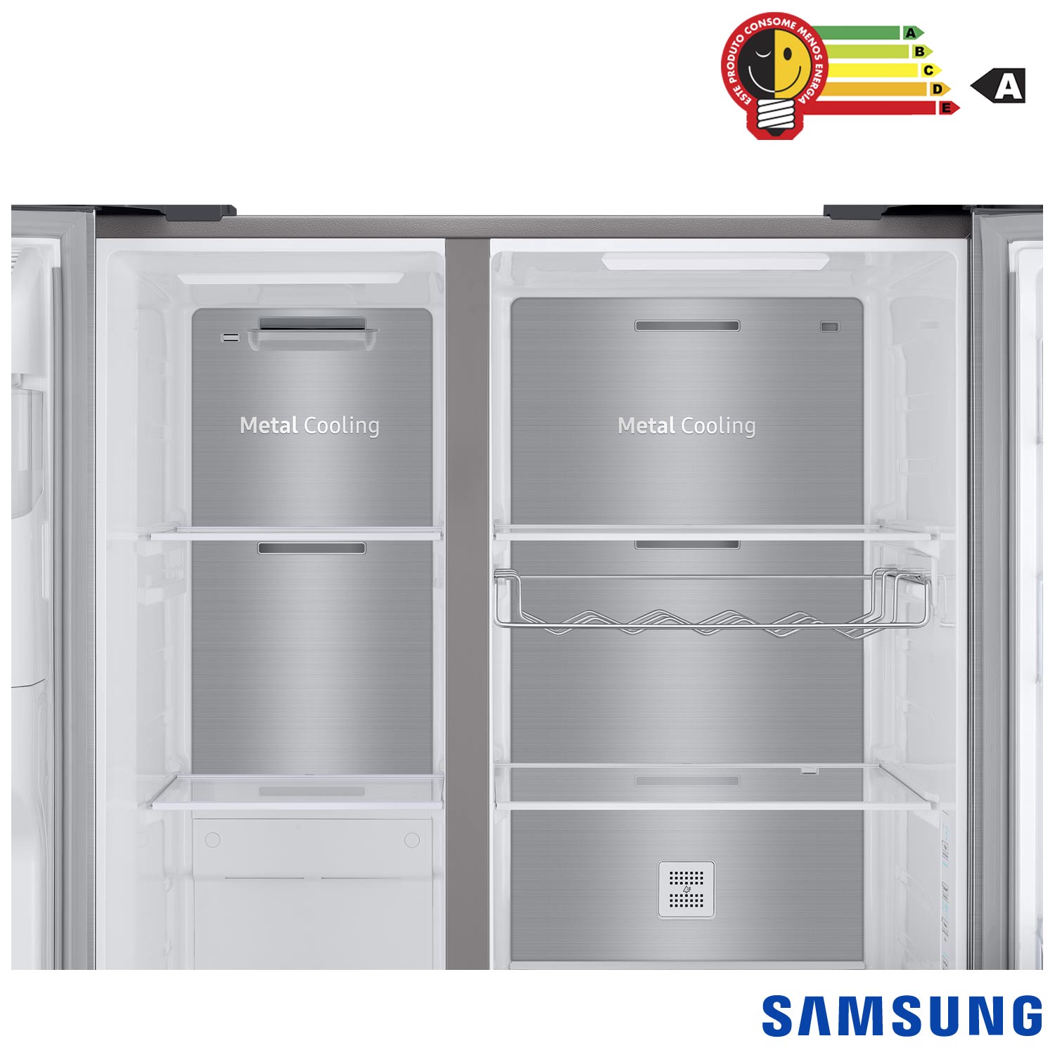Refrigerador Side By Side Samsung Convert de 03 Portas Frost Free com 602 Litros Inox Look - RS65R