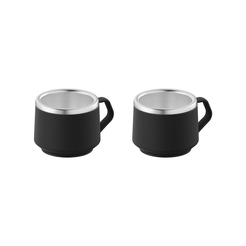 CONJUNTO 2 PEÇAS TRAMONTINA 2 XÍCARAS PARA CAFÉ EMPILHAVEL 80ML EM AÇO INOX PRETO 64760/303