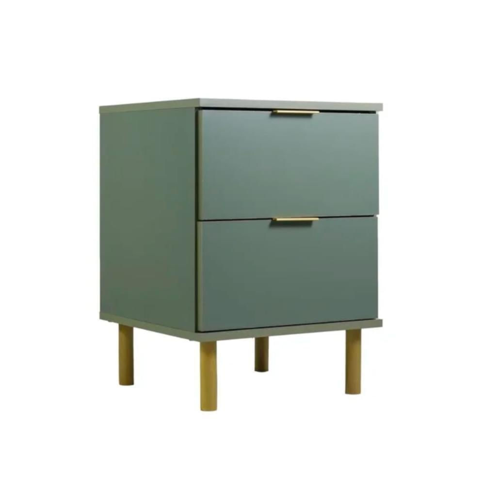 Mesa de Cabeceira 2 Gavetas Verde Oliva 41x39x56 cm Ditália