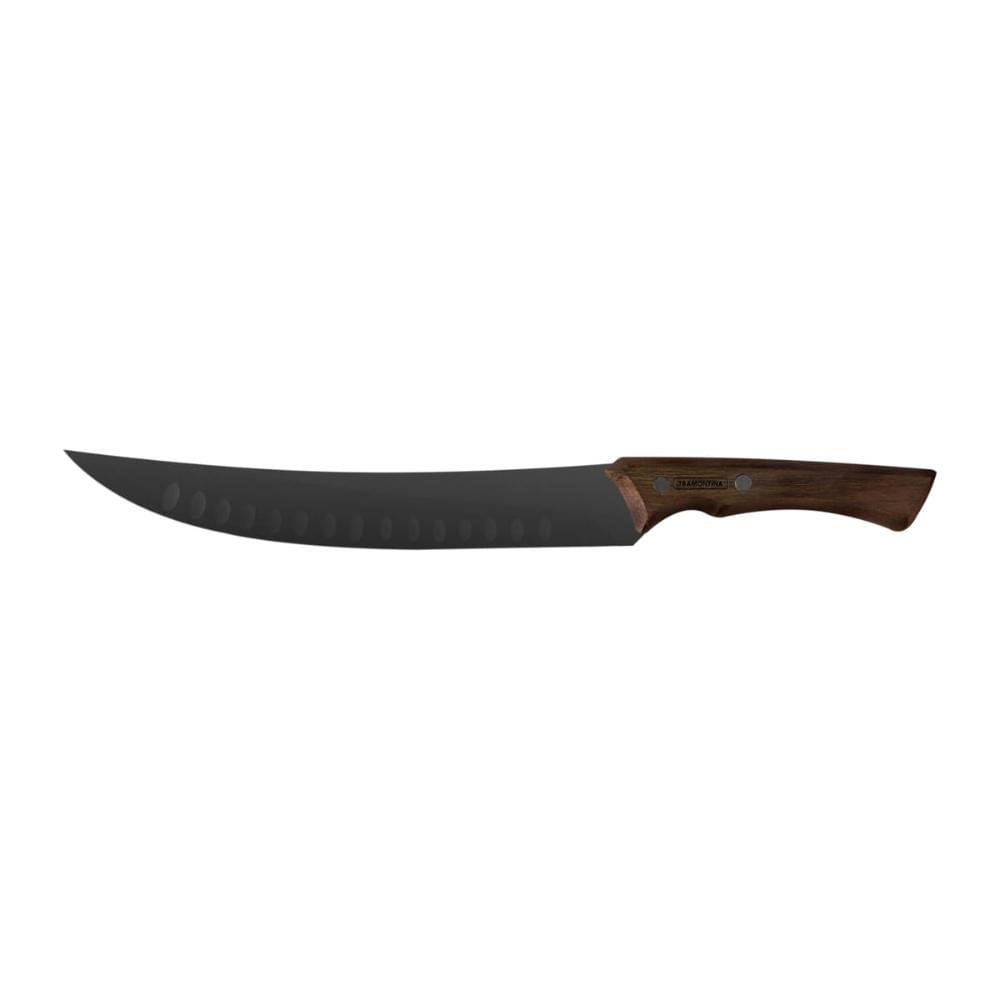 Faca para Carne Tramontina Churrasco Black em Aço Inox Escurecido e Cabo de Madeira 10"