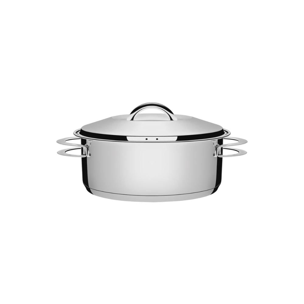 Caçarola Tramontina Solar Rasa em Aço Inox Fundo Triplo com Tampa e Alças 20 cm 2,9 L