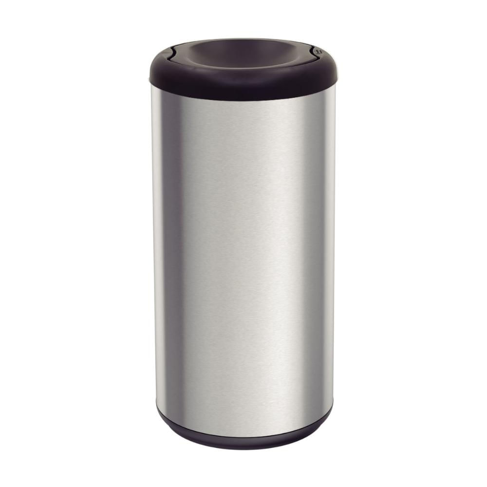 Lixeira Inox Tramontina Piemonte 40 L Acetinada e Tampa Basculante Preta Polipropileno