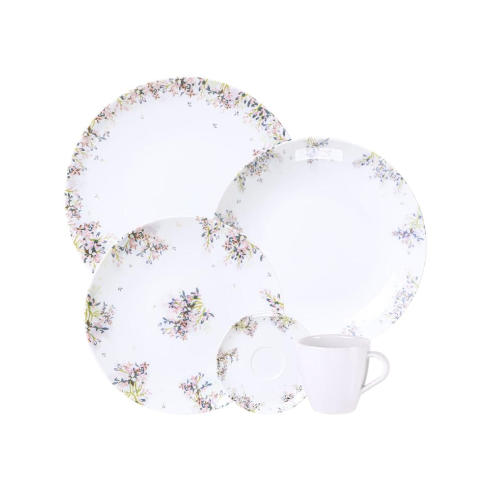 Aparelho de Jantar Tramontina Fogli em Porcelana Decorada 20 Peças