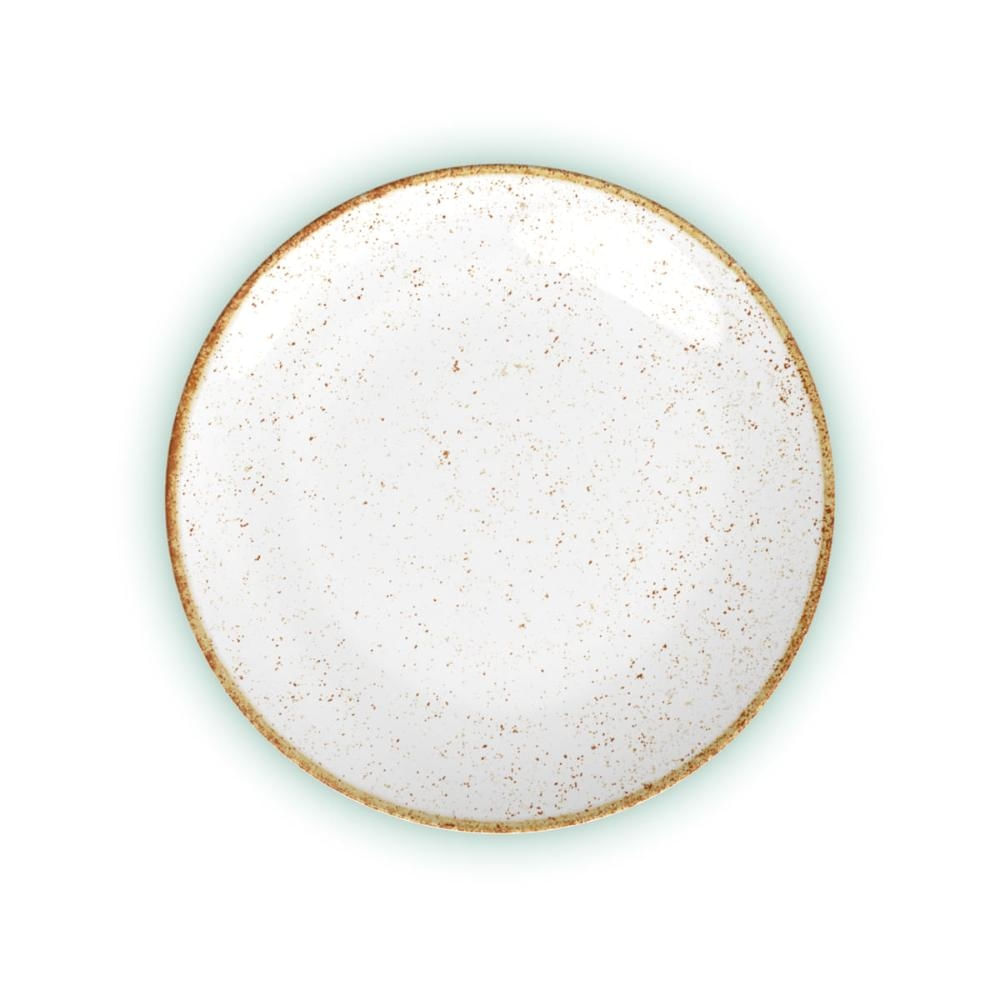 Prato Raso Tramontina Rústico Marrom em Porcelana Decorada 28 cm