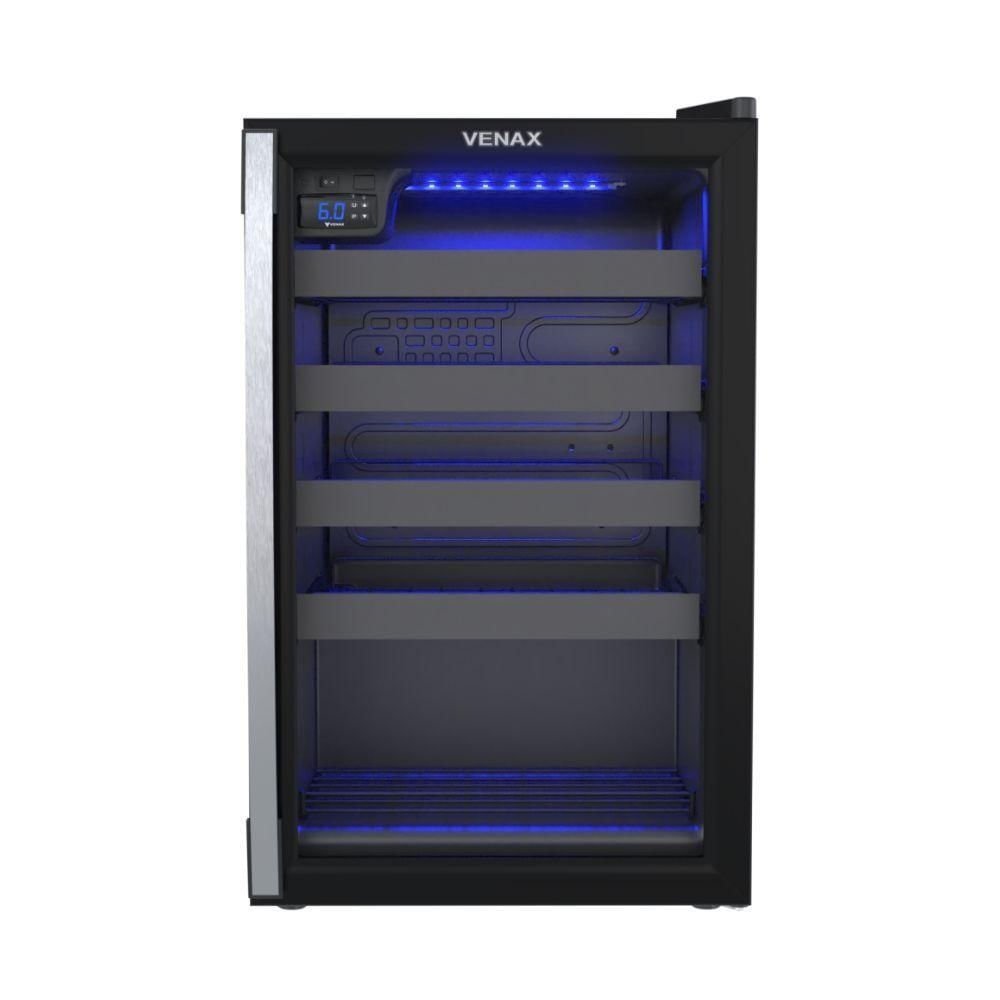 Adega Climatizada Venax Piubella 100 24 Garrafas Porta de Vidro Duplo Preto 220V
