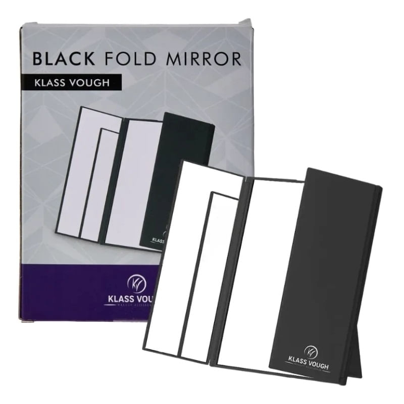 Espelho 3 Faces Lados Dobrável para Mesa Black Fold Mirror Klass Vough